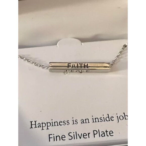 Belk Silverworks Fine Silver Plate Chain Necklace Happiness is an Inside Job - Picture 6 of 8